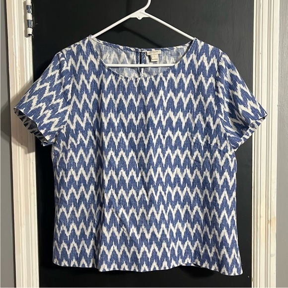 J Crew Chevron Linen Blend Boxy Top Size: L - Picture 1 of 5